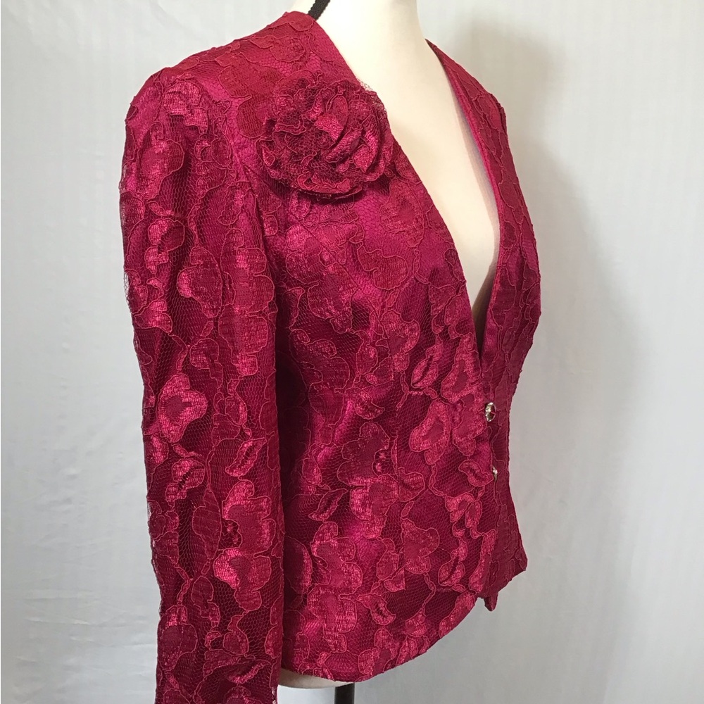 80s Vintage Ursula Womens Lace Blazer Size M/L Rose Floral Jacket Coquette Fairy - Picture 7 of 16